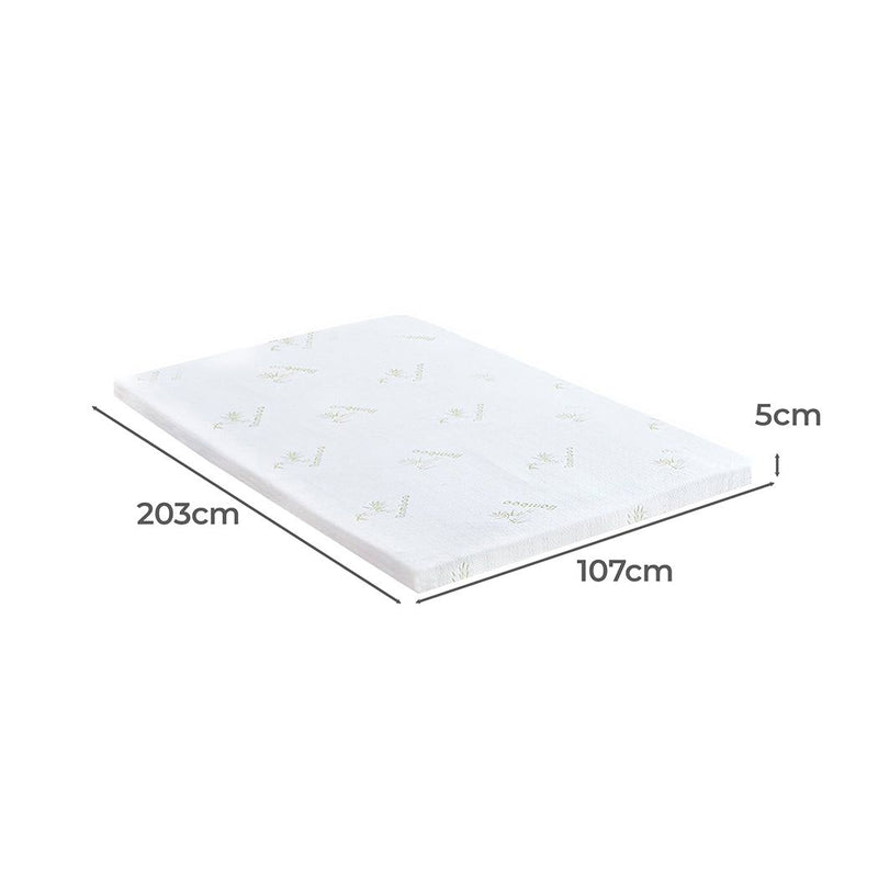 Dreamz 5cm Thickness Cool Gel Memory Foam Mattress Topper Bamboo King Single
