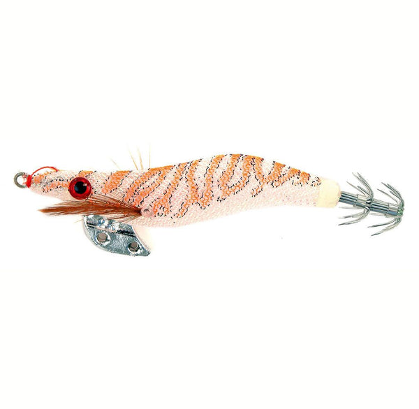 2.5 Inch Tsunami Pro Squid Jig Lure with Holographic Red Eyes - Orange/White