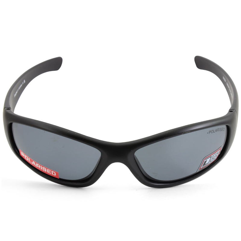 Dirty Dog Buzzer Satin Black/Grey Polarised Men's Wrap Sunglasses