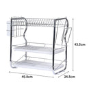 Toque Dish Rack Drying Drainer Cup Holder Cutlery Tray Kitchen Organiser 3 Tier