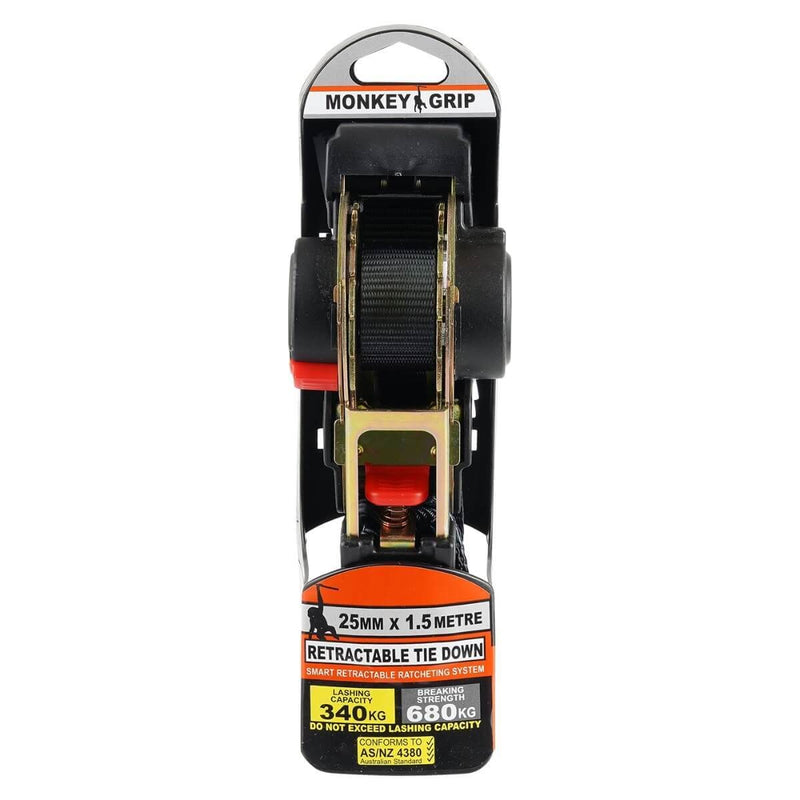 Monkey grip ratchet tie down auto 25mm x 1.5m