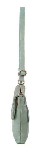 3pc Pierre Cardin Woven Leather Crossbody Bag Set - Mint Green