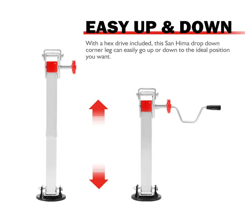 4x 590MM Corner Legs Drop Down W/Handle Steel Base 1500LBS