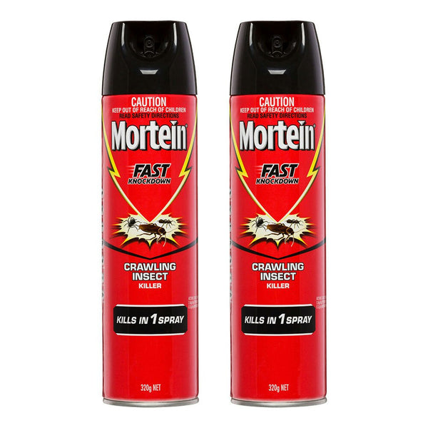 2x Mortein 320g Click Rapid Kill Crawling Insect Cockroaches Indoor Spray Killer