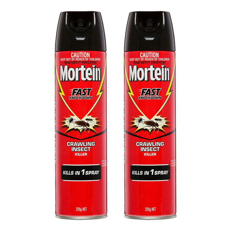 2x Mortein 320g Click Rapid Kill Crawling Insect Cockroaches Indoor Spray Killer