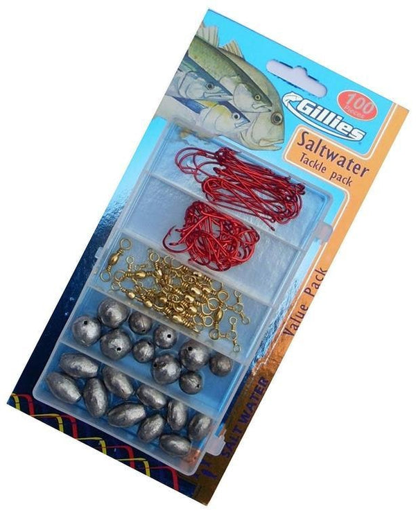 Gillies 100 Piece Saltwater Assorted Fishing Tackle Pack