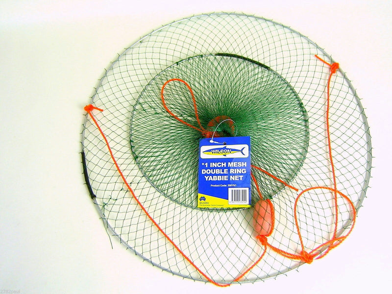 2 X Wilson Double Ring Yabbie Nets With 1 Inch Mesh-Drop Net-Twin Pack-Red Claw