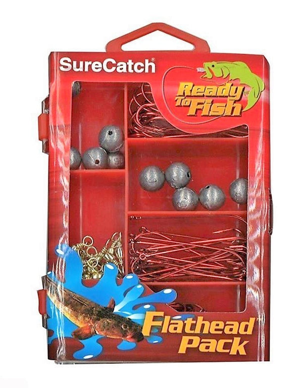 Surecatch 130pc Flathead Pack In Fishing Tackle Box - Tackle Kit
