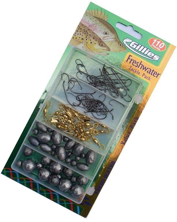 Gillies 110 Piece Freshwater Assorted Fishing Tackle Pack