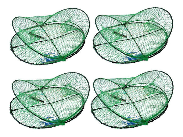 4 X Wilson Folding Opera House Traps-Four Pack-Green Yabbie Net-75mm Rings