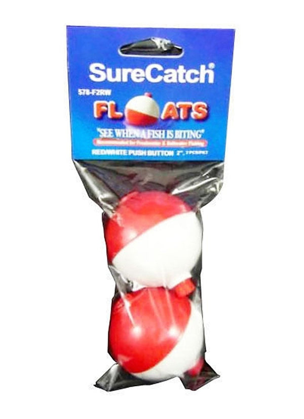 2 X 2 Inch Red and White Push Button Fishing Floats