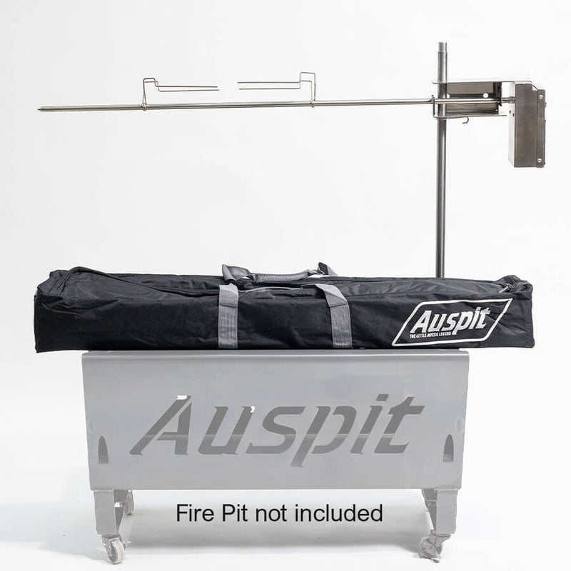 Auspit Silver Compact Portable Spit Rotisserie Package (Firepit Not Included)