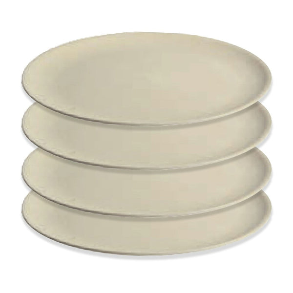 4x Oztrail Round 21.5cm Bamboo Plate Dish Camping Picnic Outdoor Tableware White
