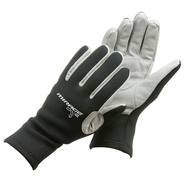 Mirage Explorer 26.5cm Large Neoprene Dive Gloves/Amara Palm Swimming Black/Grey