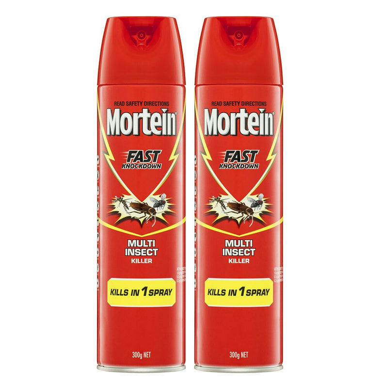 2x Mortein 300g Fast Knockdown Multi Insect Killer Spray Cockroach/Mosquitoes