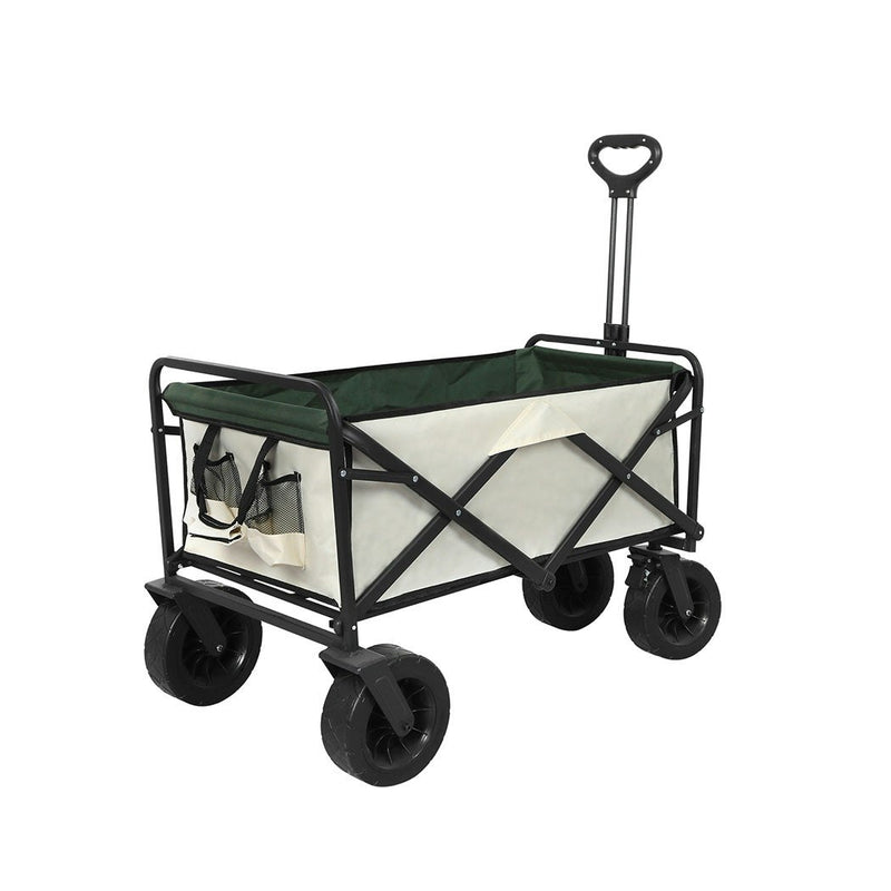 Lambu Garden Camping Trolley Outdoor Garden Wagon Cart Folding Widen Large Picnic Beige