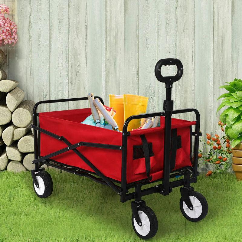 Lambu Garden Trolley Cart Foldable Picnic Wagon Outdoor Camping Trailer Red