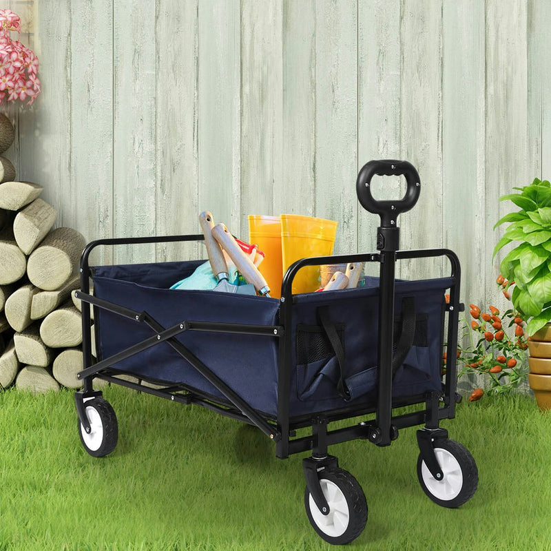 Lambu Garden Trolley Cart Foldable Picnic Wagon Outdoor Camping Trailer Blue