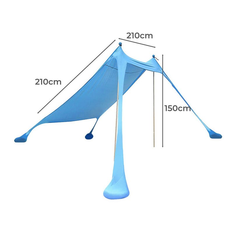 Portable Camping Canopy 2-4 Person Beach Sunshade Tent Windproof Sun Shelter