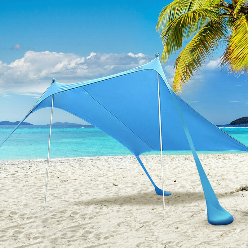 Portable Camping Canopy 2-4 Person Beach Sunshade Tent Windproof Sun Shelter
