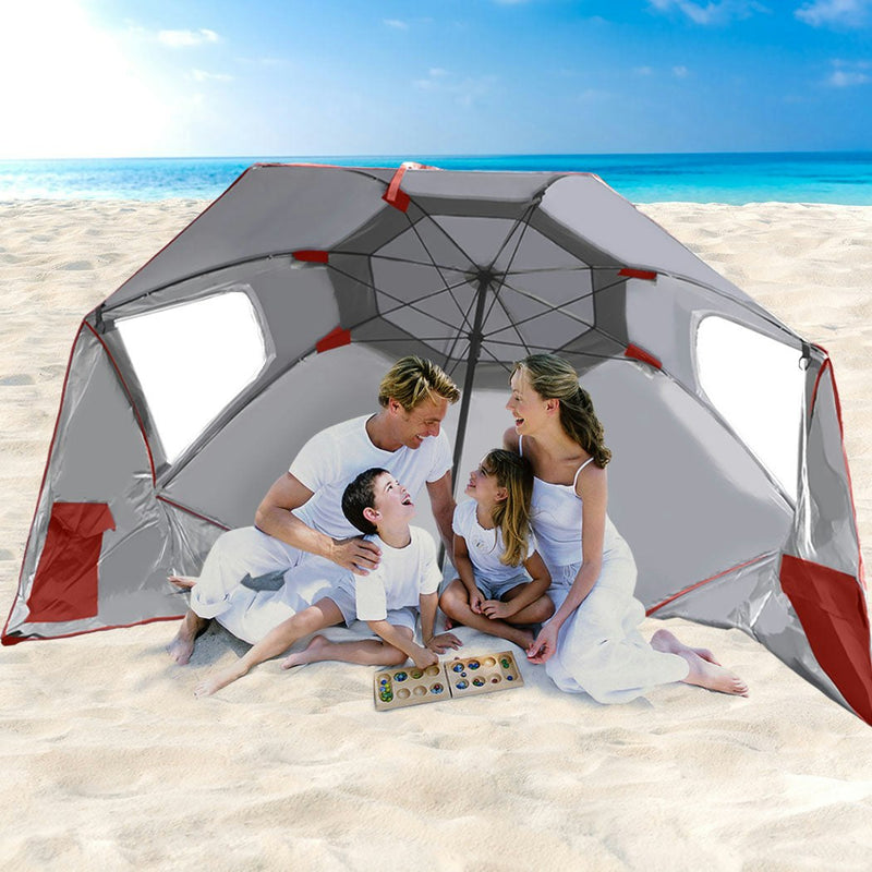 Mountview Beach Umbrella Outdoor Umbrellas Sun Shade Garden Shelter 2.33M Red