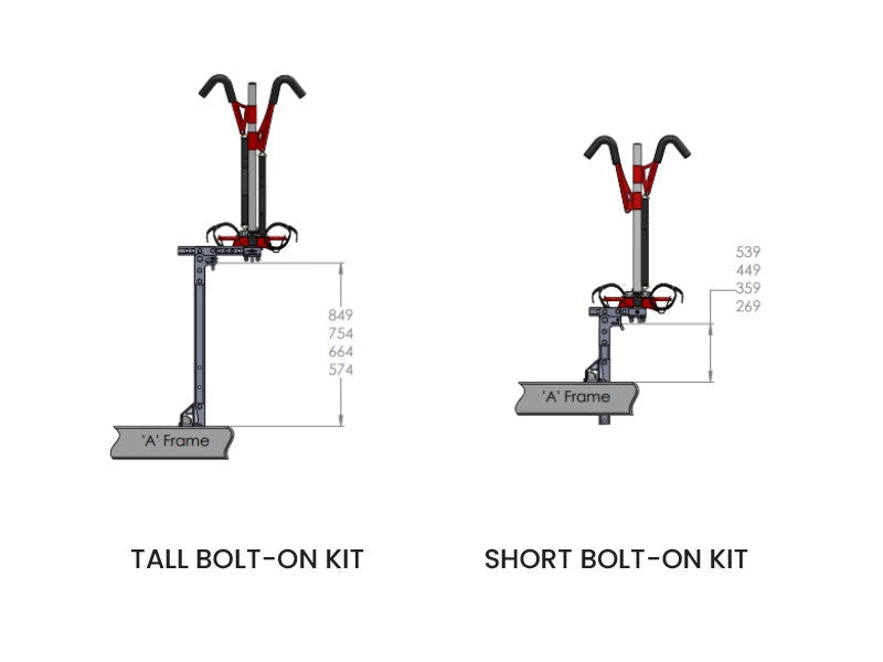 Gripsport Van-Rack 2-Bike Tilting/Standard/Short Bolt-on Kit