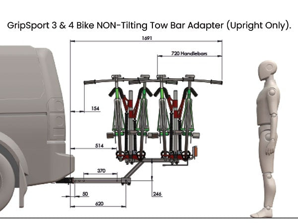 Gripsport 3-4 Bike Towbar Adapter (Non-Tilting)