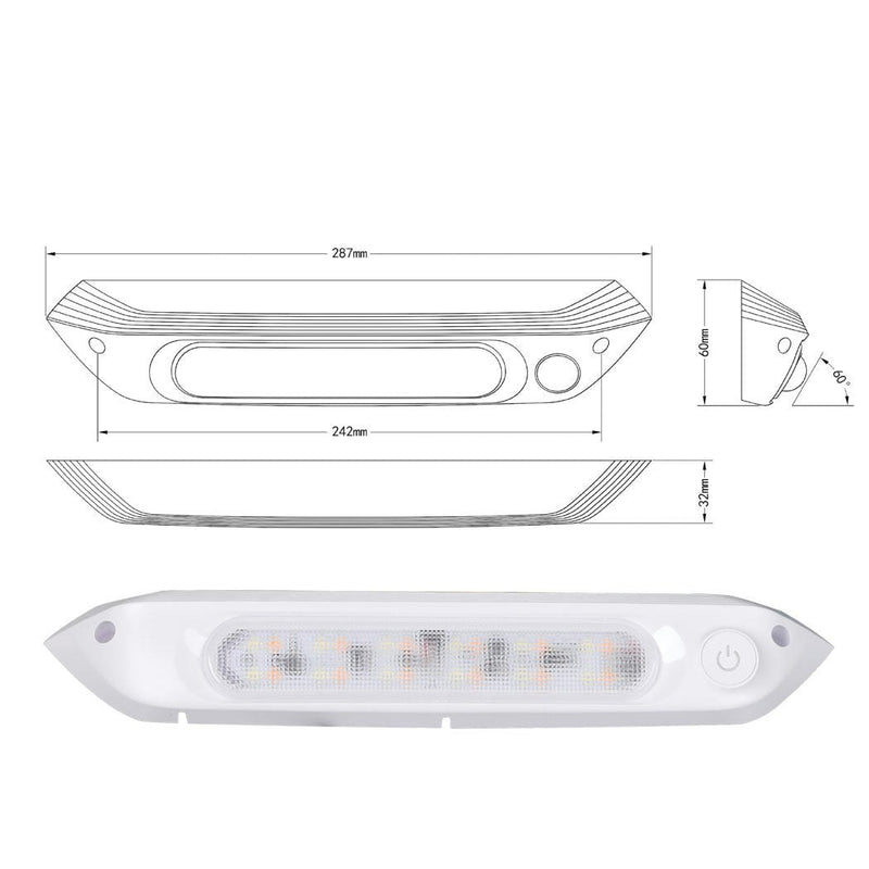 Manan Dual LED Awning Light Amber White 12V Waterproof 287mm Caravan RV Exterior