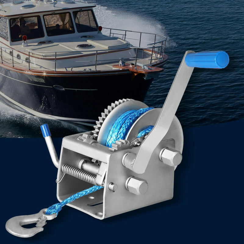 Manan Hand Winch 2000KG /4410LB 3 Speed Manual Car 4WD Boat Marine Trailer 8M