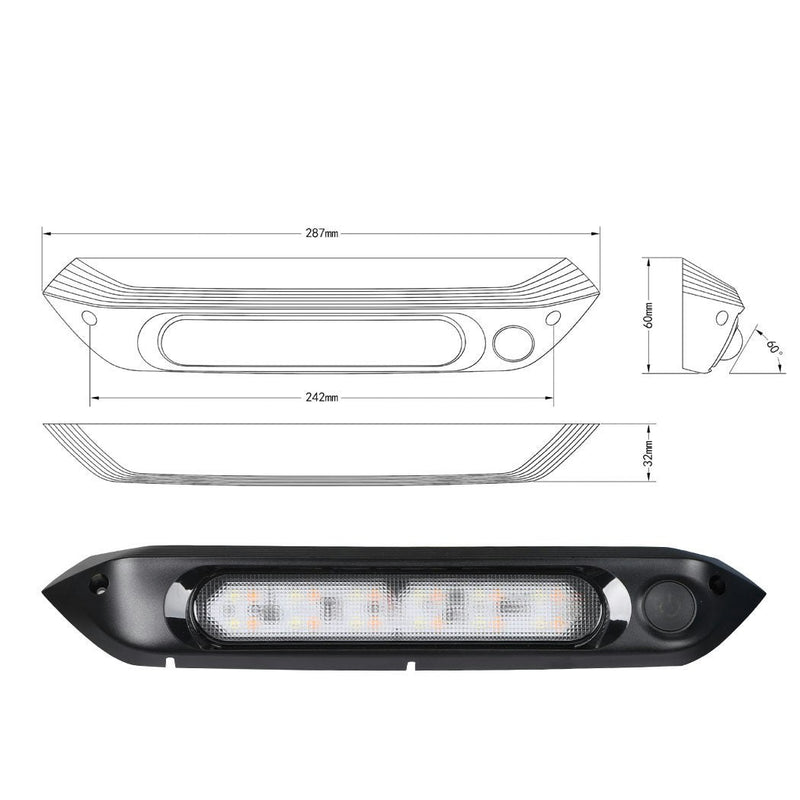 Manan Dual LED Awning Light 12V Amber IP67 Waterproof Caravan Accessories 287mm