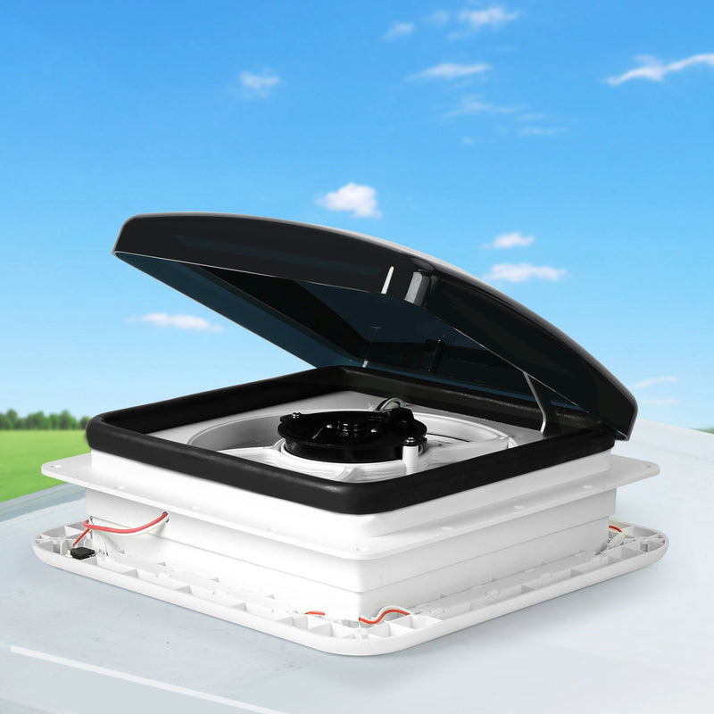 Manan Caravan Roof Air Vent 12V Fan with 4 LED Light Bar RV Shower Hatch Exhaust