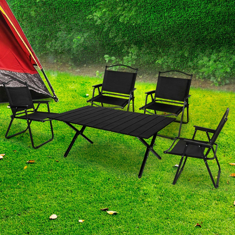 Levede Folding Camping Table Chair Set Portable Picnic Outdoor Egg Roll BBQ Desk