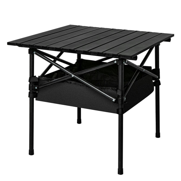 Levede Folding Camping Table Portable Picnic Outdoor BBQ Desk Egg Roll Black