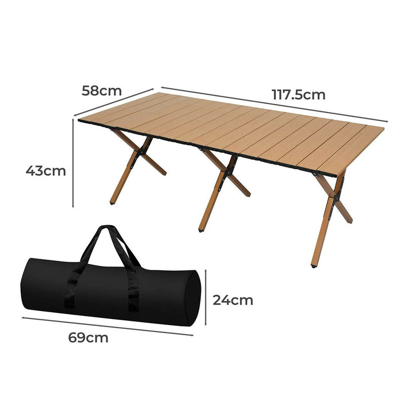 Levede Folding Camping Table Foldable Portable Picnic Outdoor Egg Roll BBQ Desk