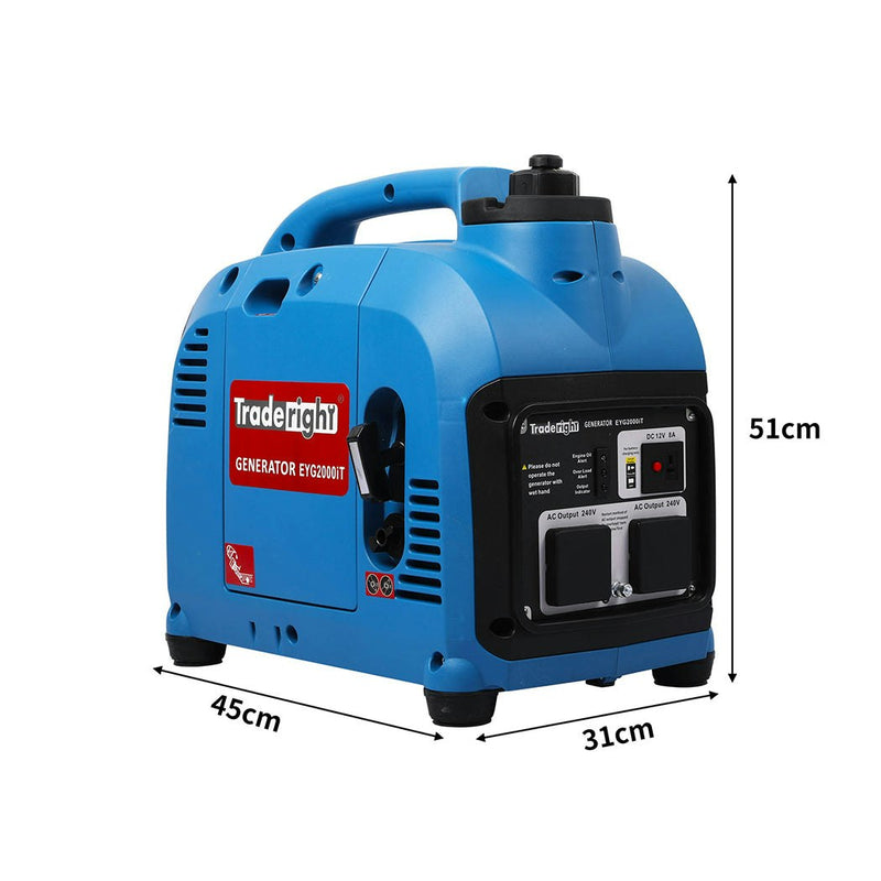 Traderight Inverter Generator Portable 2.2KW Max 2KW Rated Pure Sine RV Camping