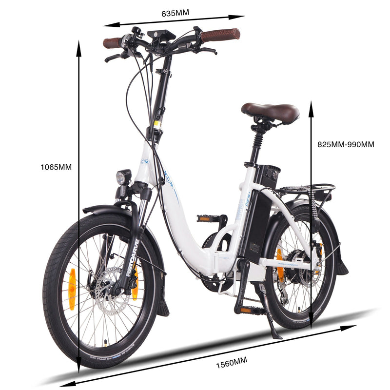 NCM Paris+ Folding E-Bike, 250W, 36V 19Ah 684Wh Battery, Size 20"