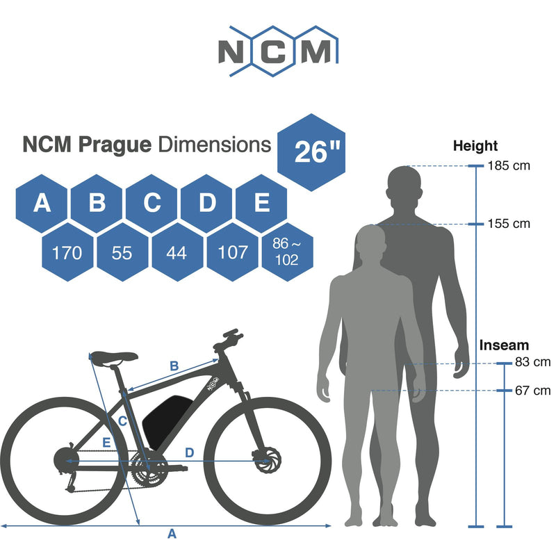 NCM Prague Electric Mountain Bike, E-Bike, E-MTB, 250W-500W, 36V 13Ah 468Wh Battery