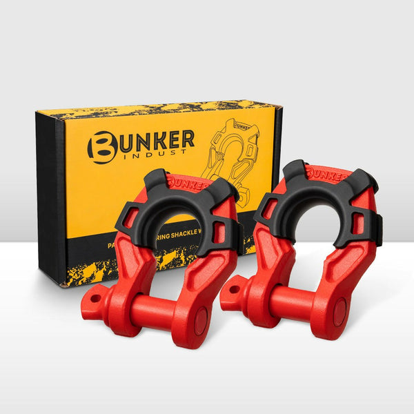 Bunker Indust Pair Bow Shackle 4.75Ton Rated 3/4” D-Ring Red with Isolator