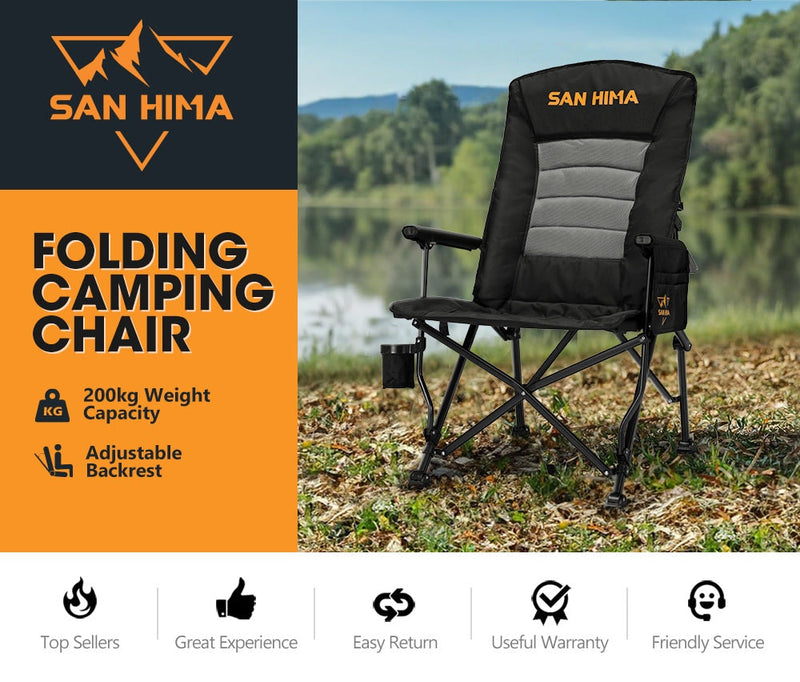 San Hima Folding Camping Chair Portable Outdoor Thick Padding With Storage Bag