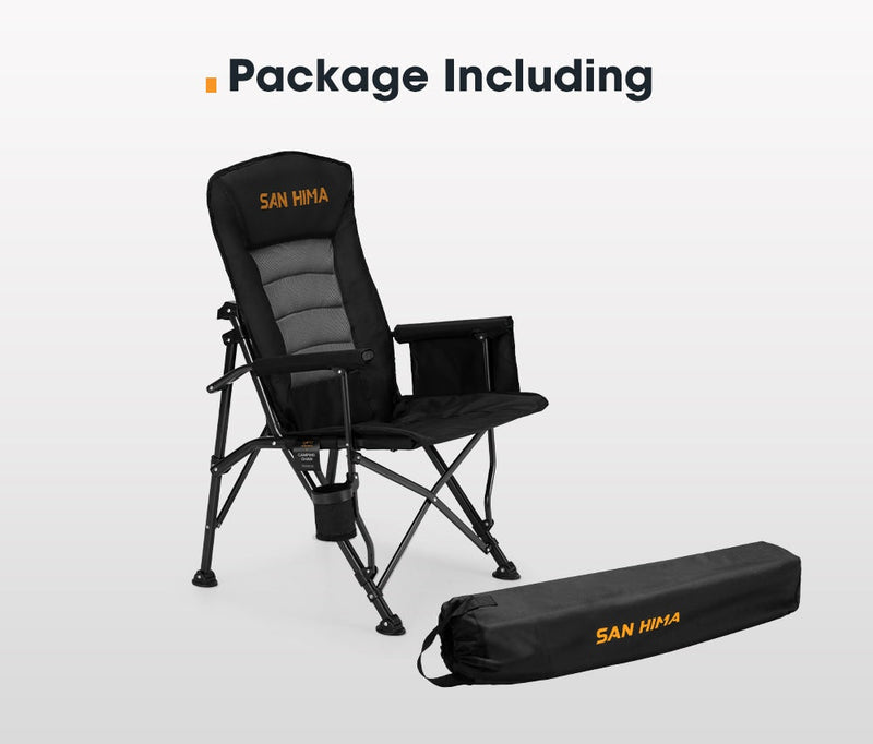 San Hima Folding Camping Chair Portable Outdoor Thick Padding With Storage Bag