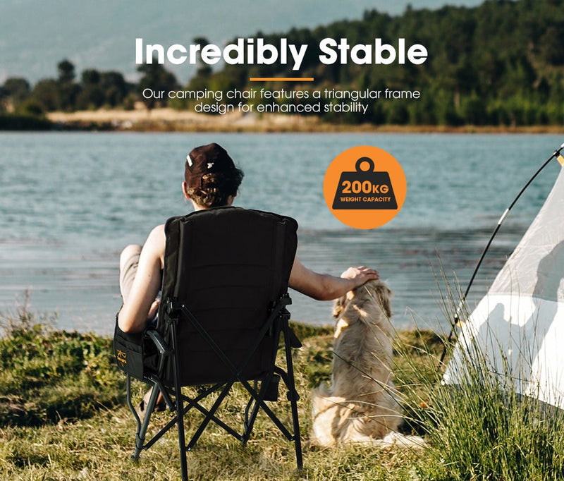 San Hima Folding Camping Chair Portable Outdoor Thick Padding With Storage Bag