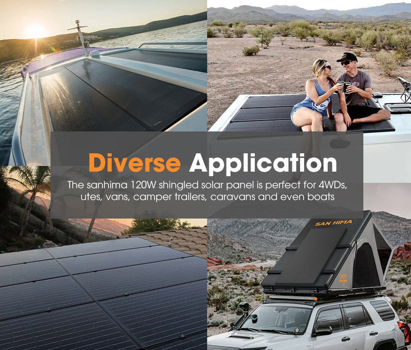 San Hima 120W Solar Panel Kit Mono Shingled Fixed Power Camping Caravan