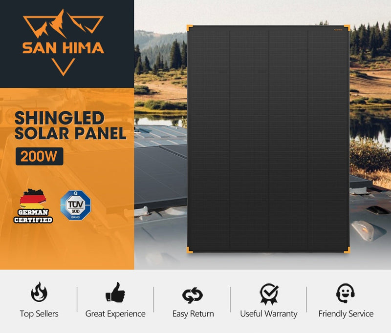 San Hima 200W Solar Panel Kit Mono Shingled Fixed Power Camping Caravan