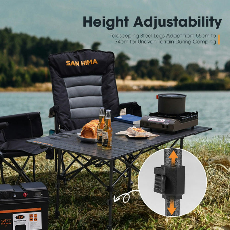 San Hima Folding Camping Table Adjustable Aluminium Portable Outdoor BBQ Desk