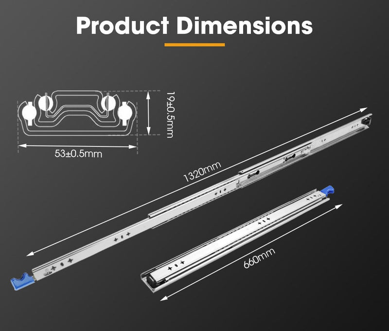 125KG Pair Locking Drawer Slides 660mm Runners Trailer Draw Full Extension 4WD