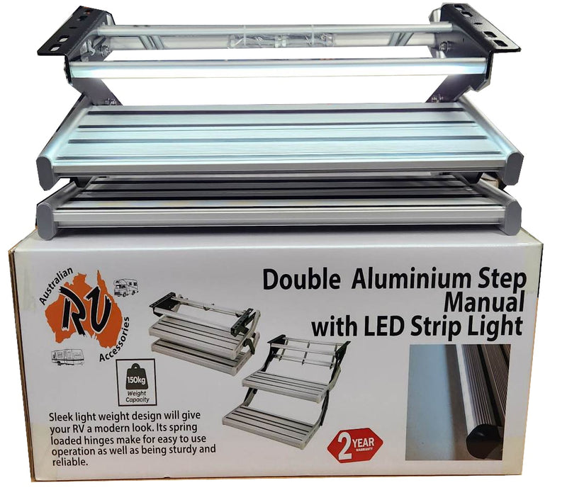 Australian RV Double Folding Manual Step with LED Light