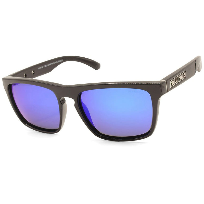 Dirty Dog Monza Shiny Black/Blue Mirror Polarised Unisex Sunglasses 53267