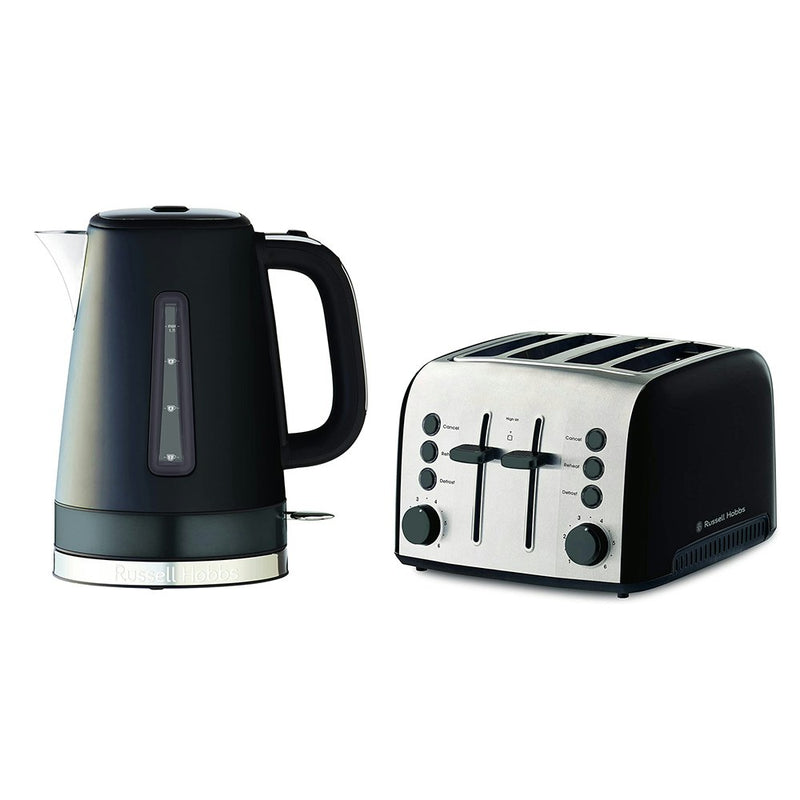 Russell Hobbs Brooklyn Kettle & 4 Slice Toaster Black Combo