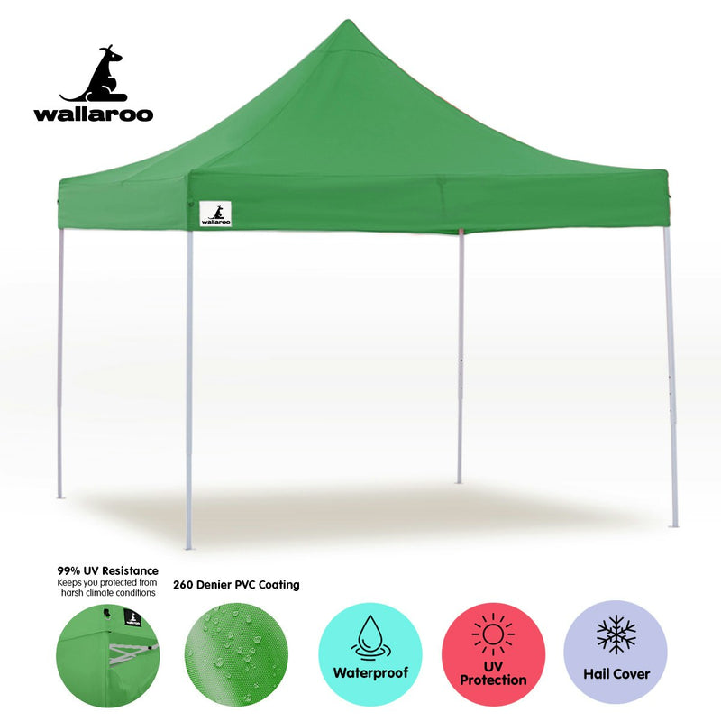 Wallaroo Gazebo Tent Marquee 3m x 3m PopUp Outdoor - Green