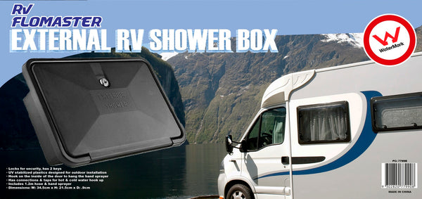 RV Flowmaster External Shower Box Watermarked - Black
